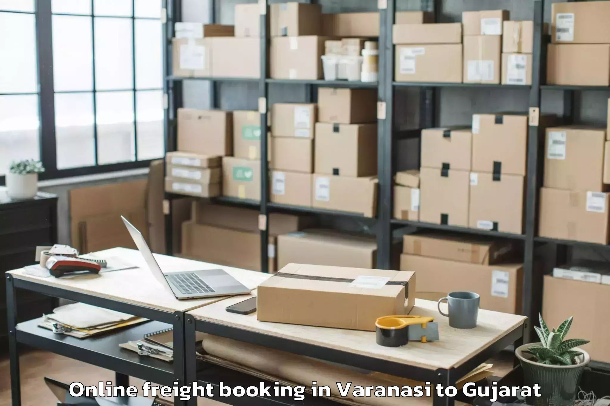 Trusted Varanasi to Sankheda Online Freight Booking